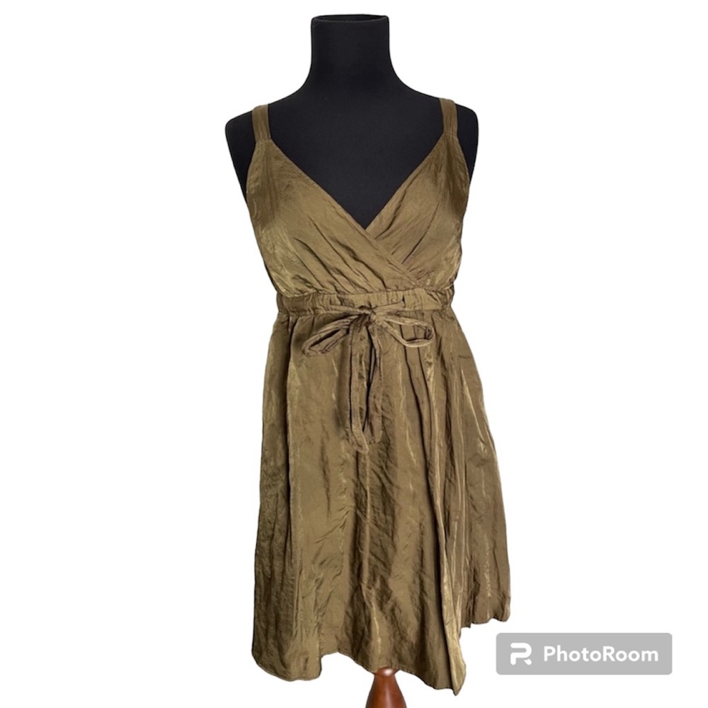 Eileen Fisher military green empire dress